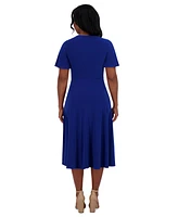Jessica Howard Petite Round-Neck Midi Jersey Dress