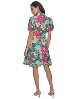 Jessica Howard Petite Printed Tie-Waist Fit & Flare Dress