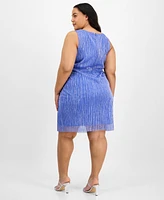 Connected Plus Metallic Pleated Sheath Dress