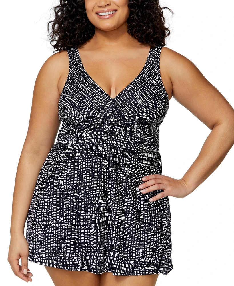 Island Escape Plus Magnolia Twist-Front Underwire Swim Dress, Exclusively at Macys