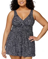 Island Escape Plus Magnolia Twist-Front Underwire Swim Dress, Exclusively at Macys