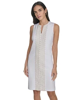 Jessica Howard Women's Lace-Trim Split-Neck Dress