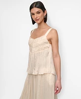 Dkny Women's Crushed Crease Smocked Sleeveless Top