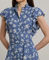 Lauren Ralph Women's Floral Belted Georgette Shirtdress