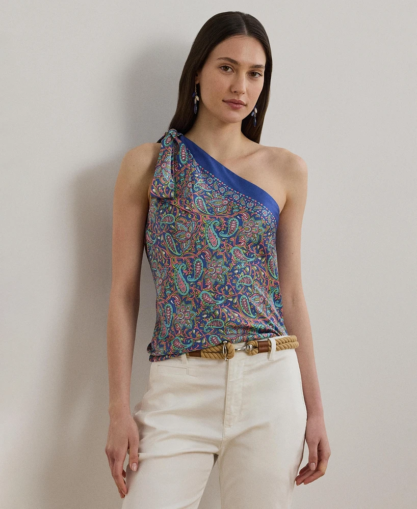 Lauren Ralph Women's Paisley Twill One-Shoulder Blouse