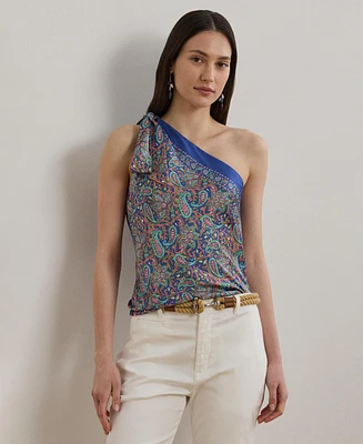 Lauren Ralph Women's Paisley Twill One-Shoulder Blouse