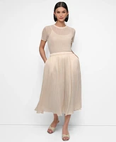 Dkny Women's Crushed Crease Pull-On Midi Skirt