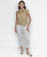 Dkny Women's Cotton Sleeveless Ladder-Trim Blouse