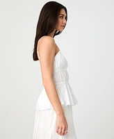 French Connection Women's Cotton Poplin Strappy Peplum Top