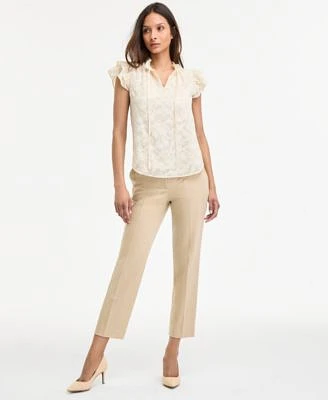 Anne Klein Womens Flutter Sleeve Straight Leg Pants