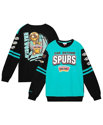 Mitchell & Ness Men's Turquoise San Antonio Spurs All Over Pullover Sweatshirt