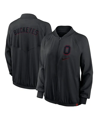 Nike Women's Black Ohio State Buckeyes Raglan Full-Zip Bomber Jacket