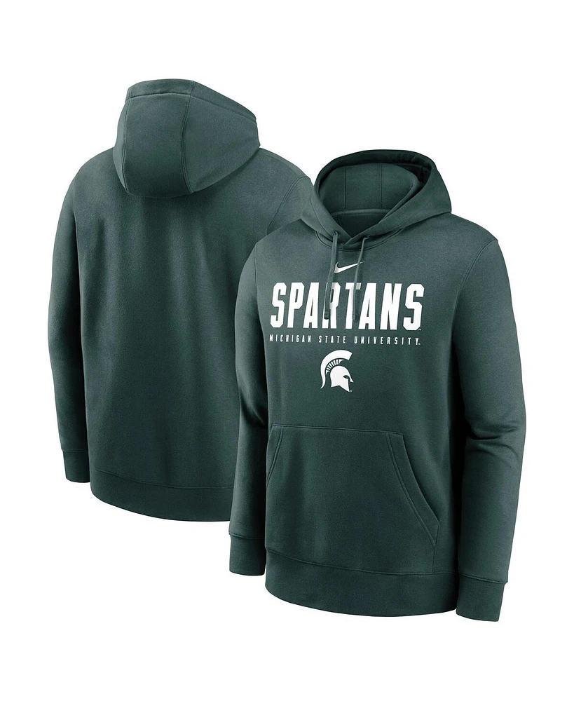 Nike Men's Green Michigan State Spartans Primetime Dynamic Mascot Club Fleece Pullover Hoodie