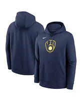 Nike Men's Navy Milwaukee Brewers Logo Club Fleece Pullover Hoodie