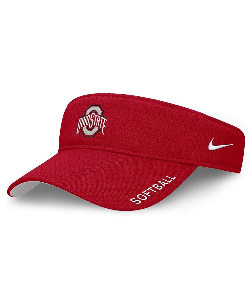 Nike Men's and Women's Scarlet Ohio State Buckeyes 2025 Dugout Softball Ace Performance Adjustable Visor Hat