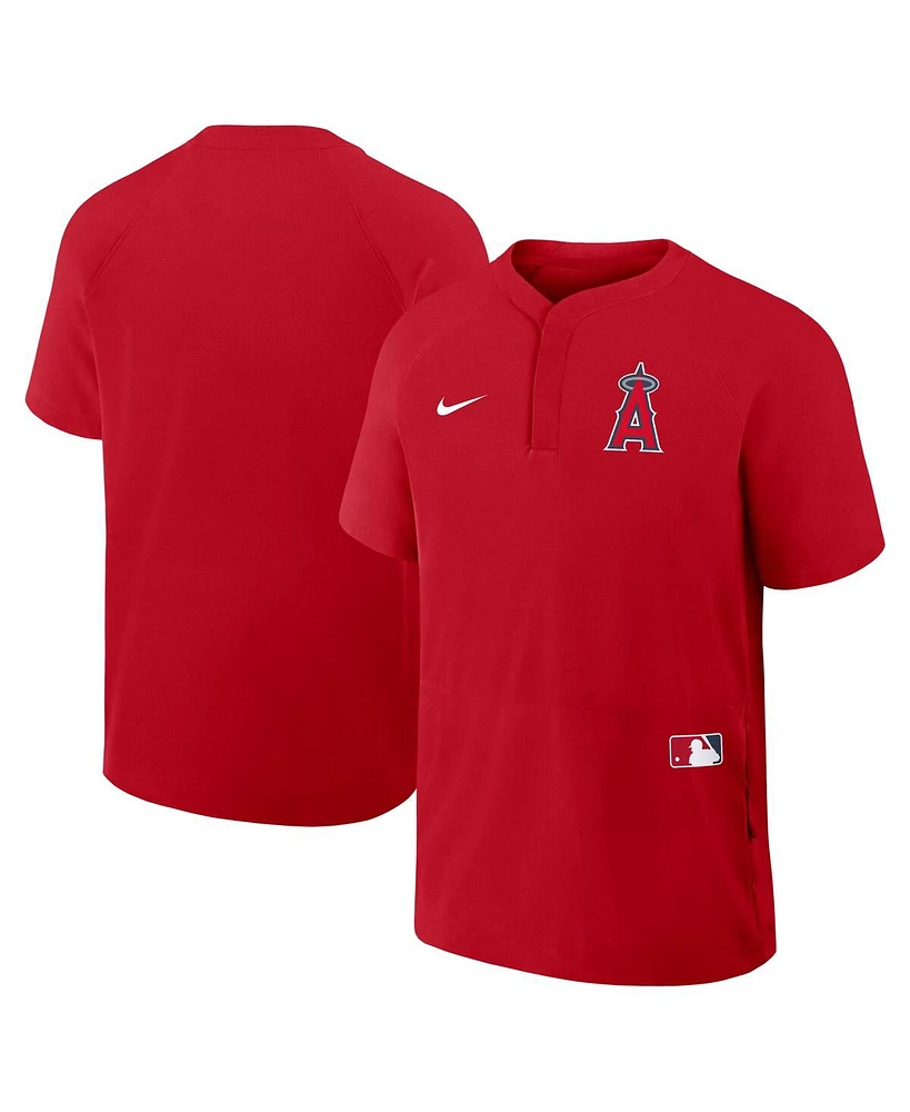 Nike Men's Red Los Angeles Angels Authentic Collection Raglan Short Sleeve Windshirt