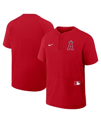 Nike Men's Red Los Angeles Angels Authentic Collection Raglan Short Sleeve Windshirt