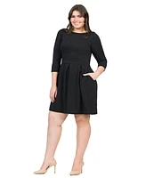 24seven Comfort Apparel Plus Perfect Fit and Flare Pocket Dress