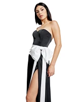 Dress the Population Women's Athene Strapless Bow-Trim Gown