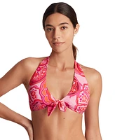 Lauren Ralph Women's Printed Tie-Front V-Neck Bikini Top