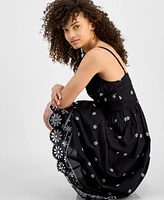 Tinsel Petite V-Neck Sleeveless Black Eyelet Maxi Dress