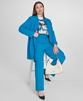 Calvin Klein Plus Size Collarless V-Neck Long Blazer