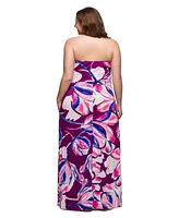 24seven Comfort Apparel Plus A-Line Strapless Maxi Dress with Pockets