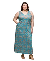24seven Comfort Apparel Plus Sleeveless V-Neck Maxi Dress with Pockets