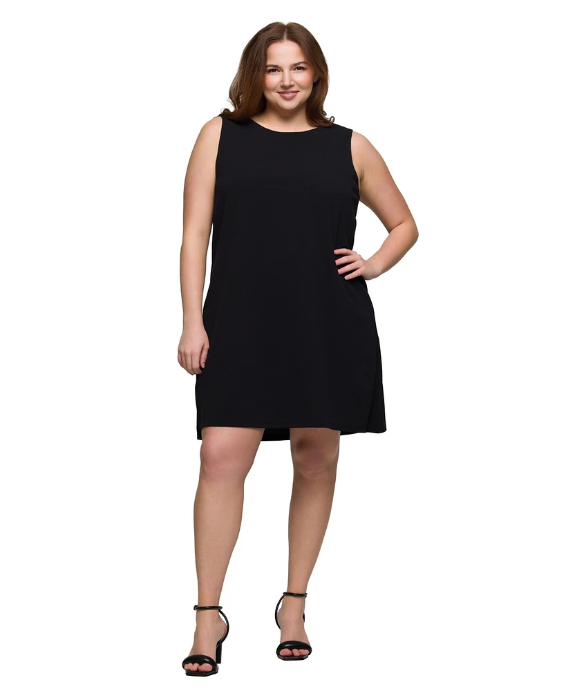 24seven Comfort Apparel Plus Sleeveless Mini Shift Dress