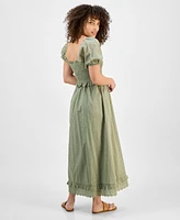 And Now This Petite Smocked Short-Sleeve Cotton Maxi Dress, Exclusively at Macy's