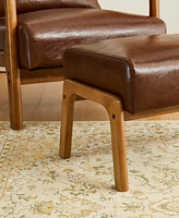 Glitzhome 2-Pc. Leatherette Mid-century Modern Accent Stool and Chair