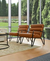 Glitzhome 2-Pc. Leatherette Modern Wavy Accent Armchair