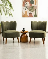 Glitzhome 32.75" Modern Hunter Upholstered Vertical Ripple Channel Tufted Accent Chair