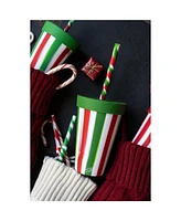 Straw Tumbler 16oz: 2 pk - Peppermint & Poinsettia