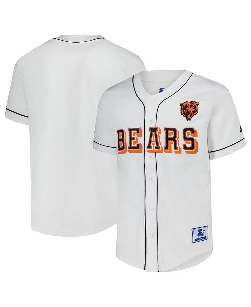 Starter Men's White Chicago Bears Relay Full-Button Baseball Jersey