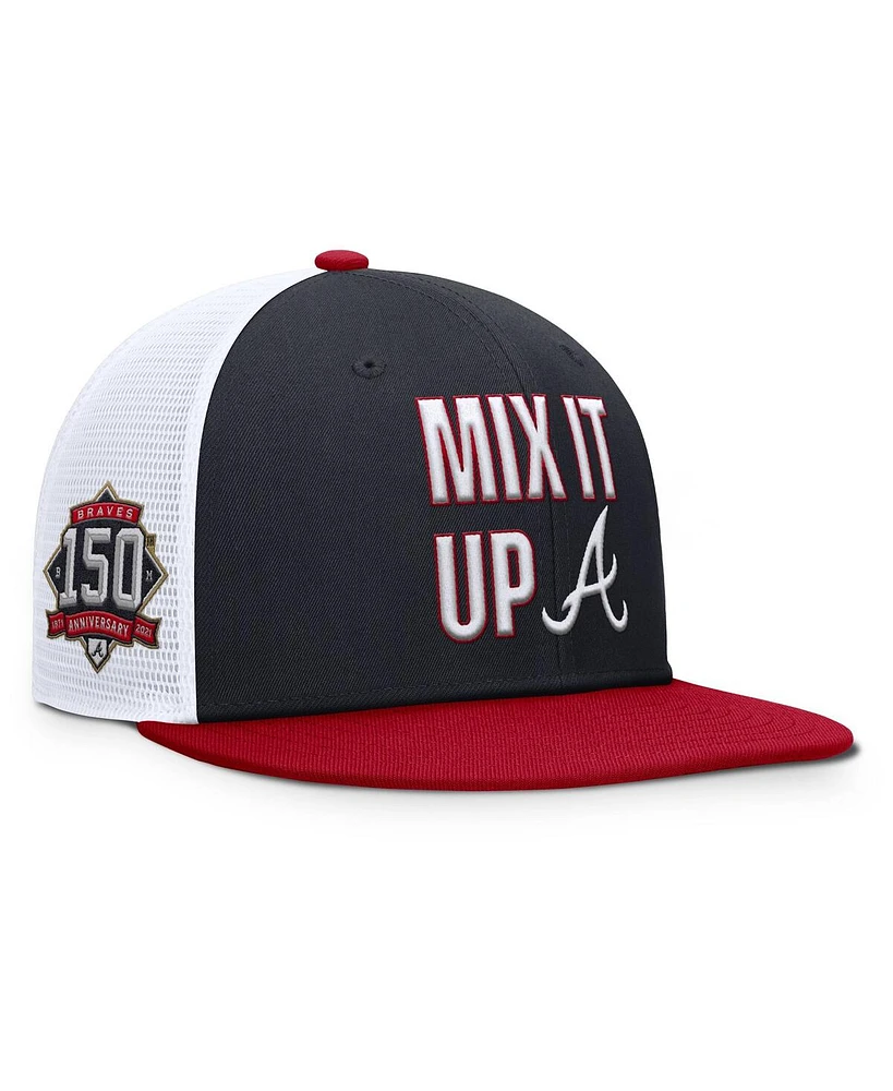 Nike Men's Navy/Red Atlanta Braves Pro Performance Trucker Snapback Hat