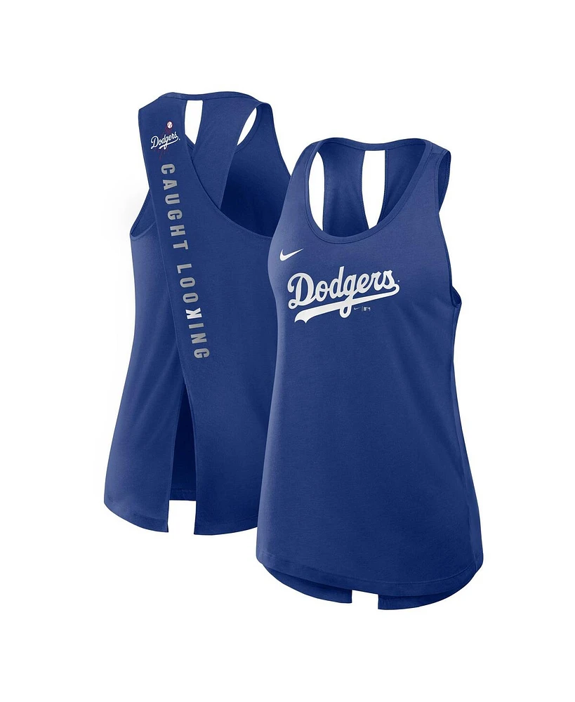 Nike Women's Royal Los Angeles Dodgers Crisscross Performance Tank Top