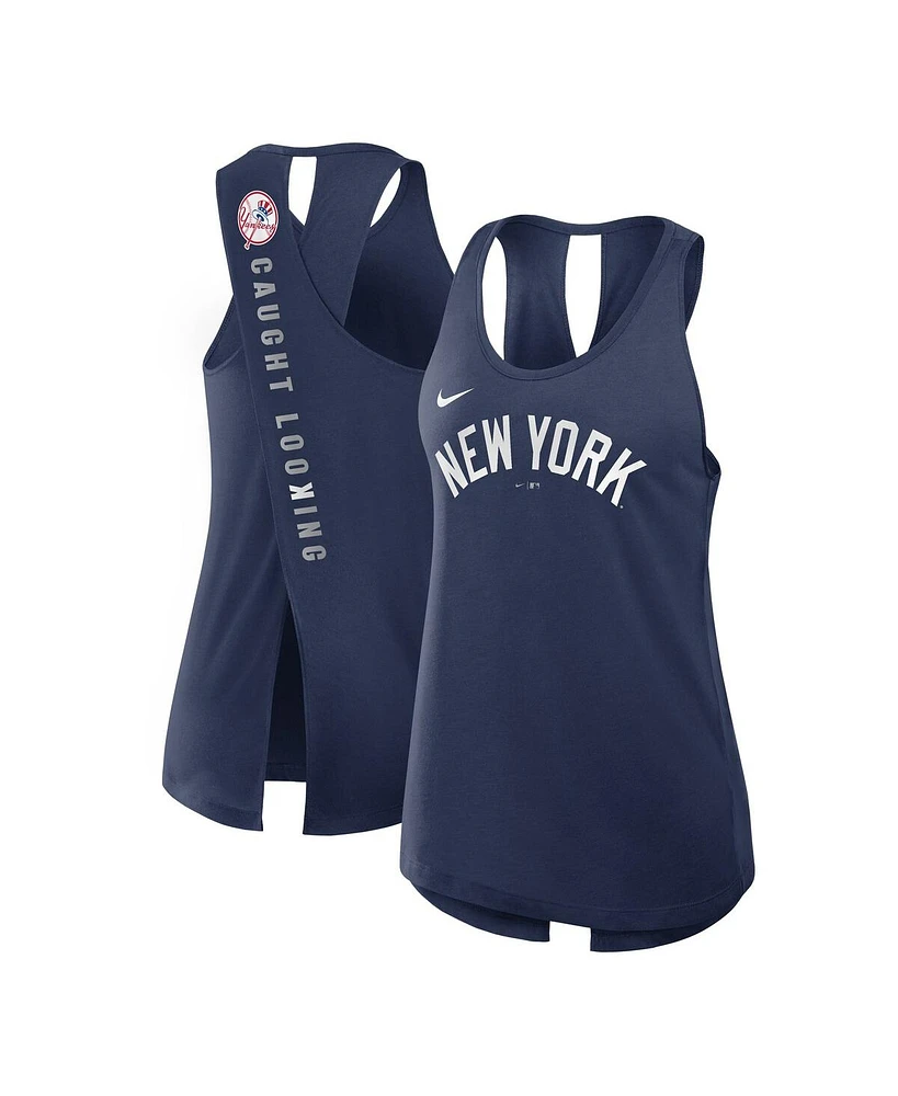 Nike Women's Navy New York Yankees Crisscross Performance Tank Top