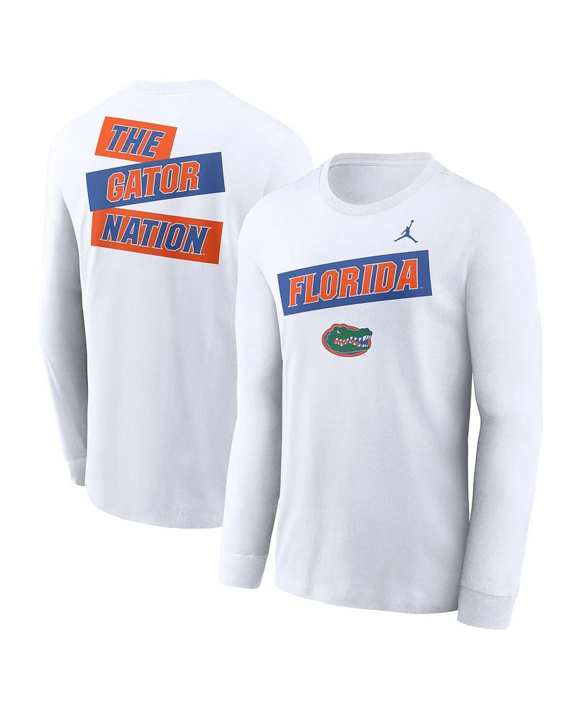 Jordan Men's White Florida Gators Two-Hit Classic Location Long Sleeve T-Shirt