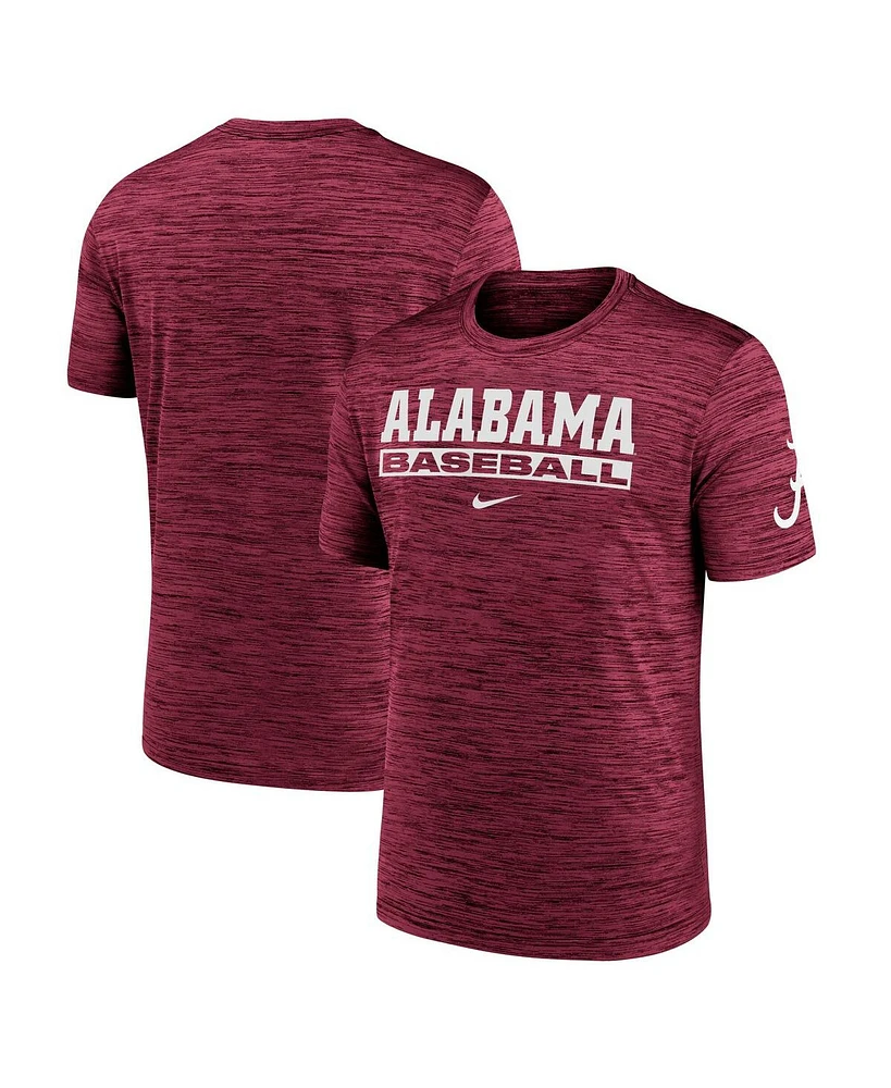 Nike Men's Crimson Alabama Tide Velocity Baseball Wordmark Stack Performance T-Shirt