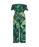 City Chic Plus Peta Palm Jumpsuit