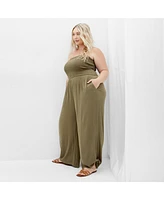 City Chic Plus Smocked Jumpsuit