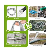 Garden Hose Stainless Steel Heavy Duty Water Hose No-Kink Rust Proof for Yard Outdoor