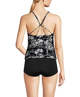 Lands' End Women's Long Tugless High Neck Strappy Back Tankini Swimsuit Top