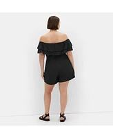 City Chic Plus Poppy Playsuit