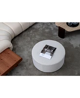 Versatile Round Boucle Table: Ottoman, Seat, End/Side Table