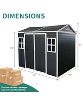 Mondawe 8x6ft Outdoor Storage Shed with Floor and 2 Windows
