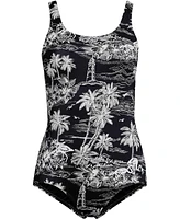 Lands' End Women's Long Torso Tugless Low Leg One Piece Swimsuit