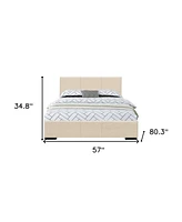 Faux Leather Bed Frame with Upholstered Headboard – Solid & Manufactured Wood