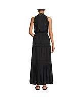 Lands' End Women's Cotton Voile Halter Tiered Maxi Dress